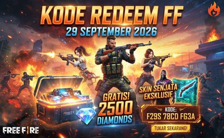 Kode Redeem Free Fire 29 September 2026, Ada Skin dan Diamond Gratis