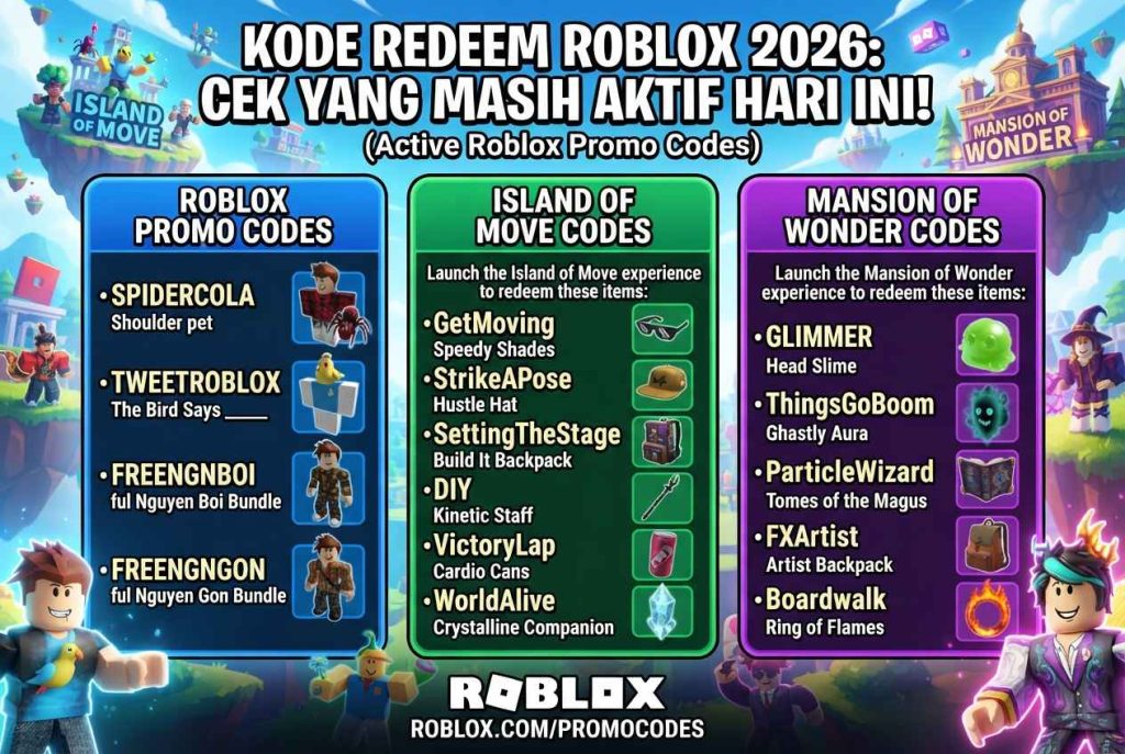 Kode Redeem Roblox 2026: Cek yang Masih Aktif Hari Ini