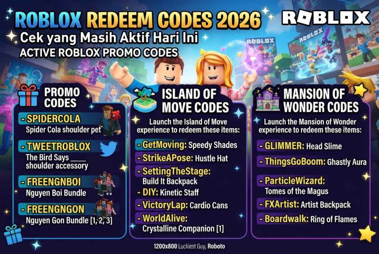 Kode Redeem Roblox 2026: Cek yang Masih Aktif Hari Ini